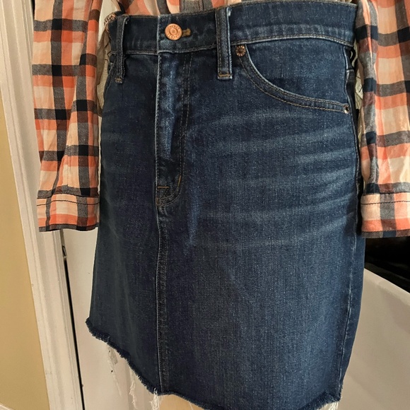 J Crew Distressed Denim Mini Skirt Size 27 - Picture 1 of 4
